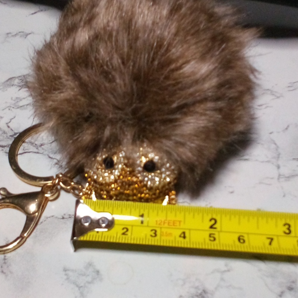 Very cute fox head with furry ball body key chain/purse charm - Picture 6 of 7